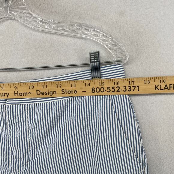 CHAPS Shorts Womens 12 Seersucker Striped Chino 11" Walking Cotton Blue White - Picture 8 of 11